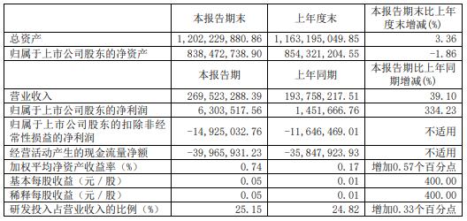 皖儀科技主要會計數(shù)據(jù)和財務指標